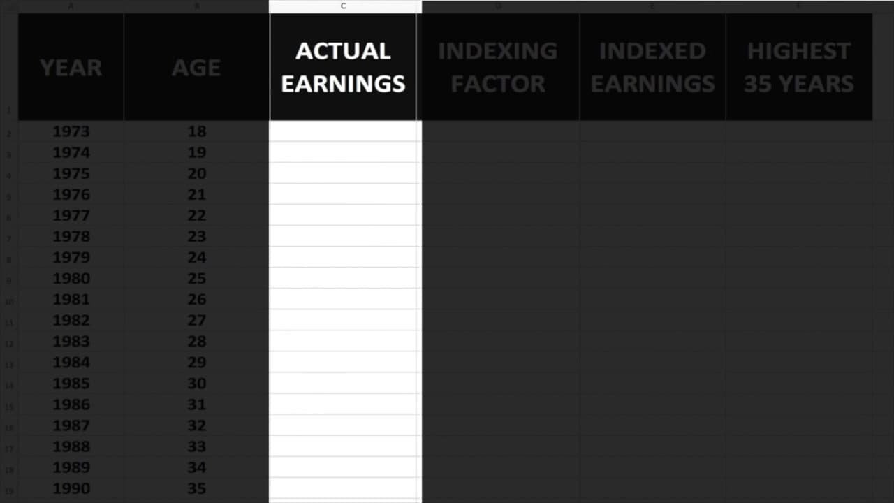 Step 2: Step 2: Set Up a Six-Column Spreadsheet