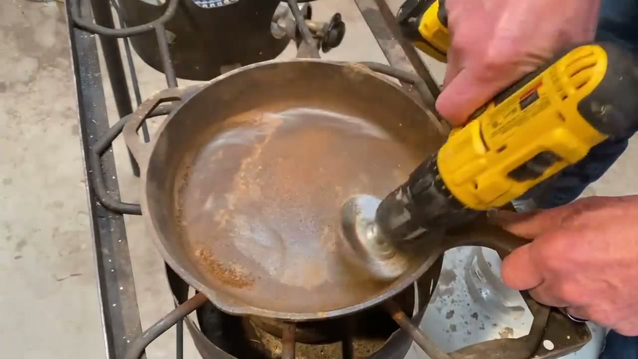 Step 1: Step 1: Heat the rusty skillet on the burner
